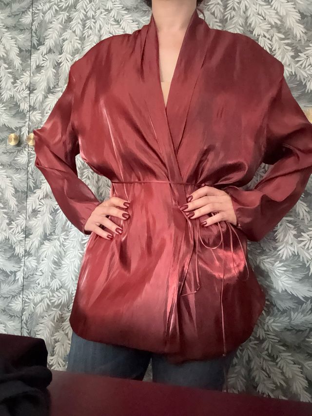 Kimono Zara rojo teja