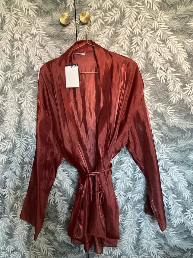 Kimono Zara rojo teja