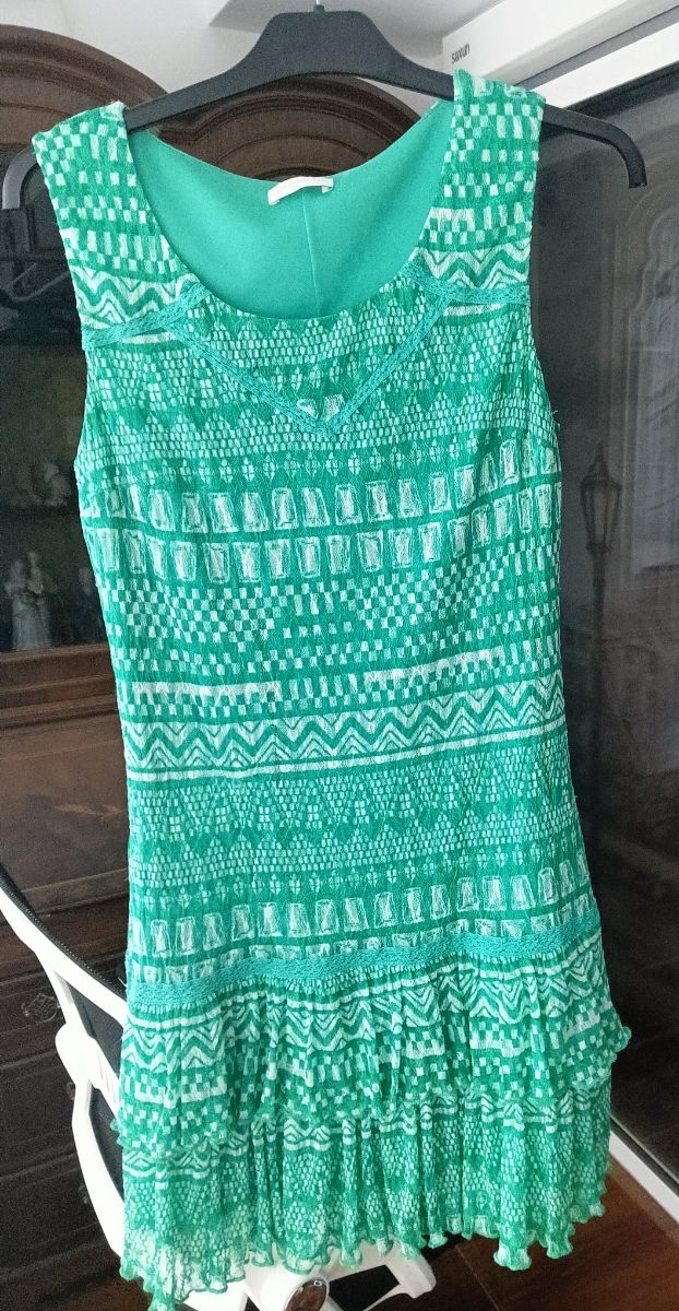 Vestido tirantes estampado verde