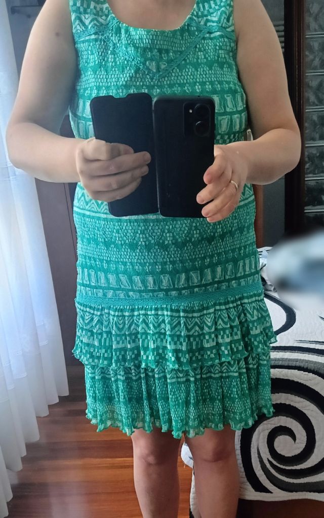 Vestido tirantes estampado verde