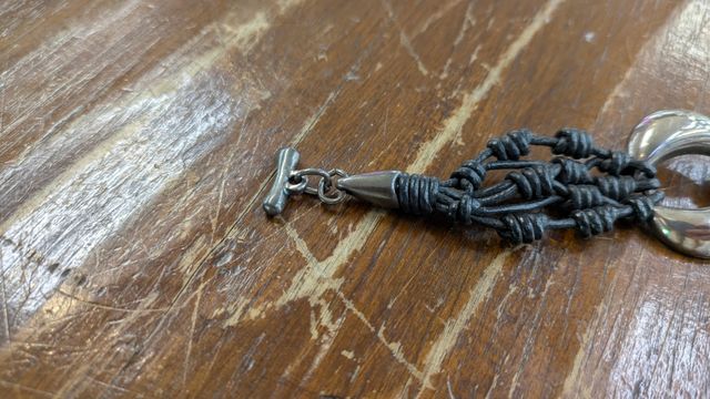 Bracciale Ciclon pelle nera argento