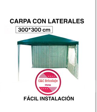 Carpa cenador jardín 3x3m con laterales - Verde
