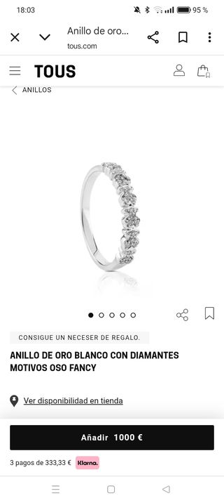 Anillo Tous oro blanco brillantes