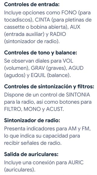 Amplificador vintage marrón y plata