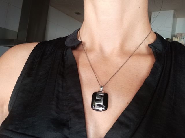 Colgante acero negro plata