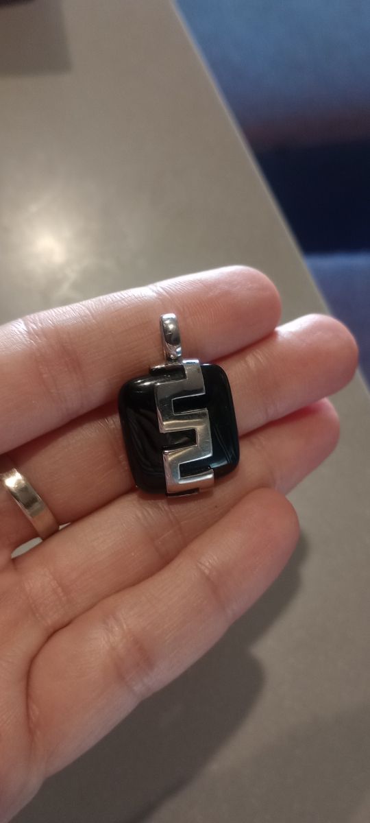 Colgante acero negro plata