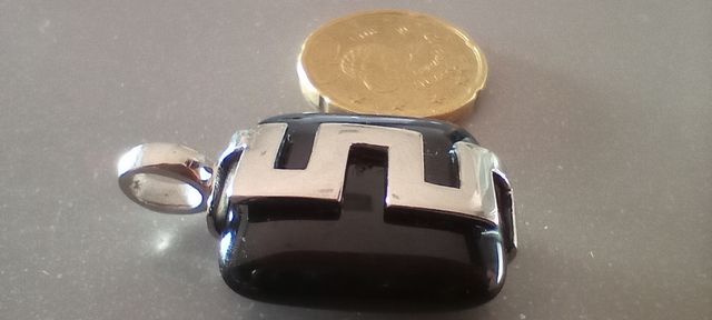 Colgante acero negro plata