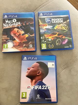 3 Juegos PS4 - FIFA 22, Rocket League, Hello Neigh