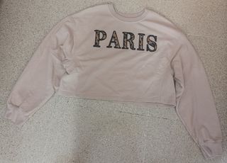 Sudadera Bershka Paris beige - Talla M