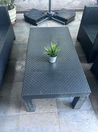 Conjunto jardín - Sofá y sillones negros