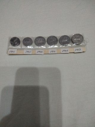 6 Monedas  dos de 5 céntimos cuanto de 10 céntimos