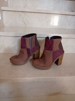 Botines tacón 35 Marrón-Morado