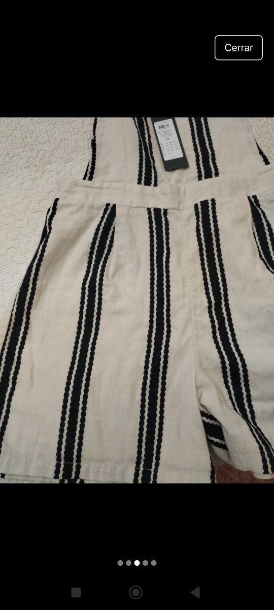Peto corto rayas beige-negro talla S