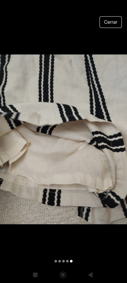 Peto corto rayas beige-negro talla S