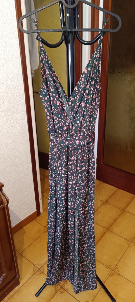 Vestido largo flores - verde, rosa