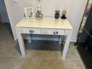 Escritorio blanco madera-cristal