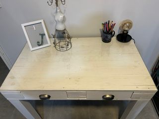 Escritorio blanco madera-cristal