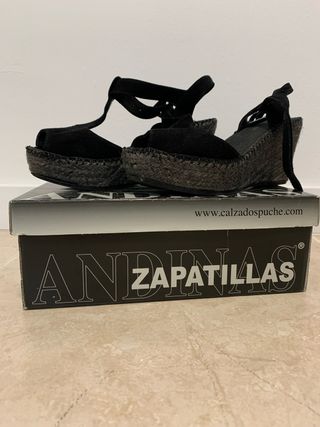 Sandalias cuña ANDINAS ZAPATILLAS negras