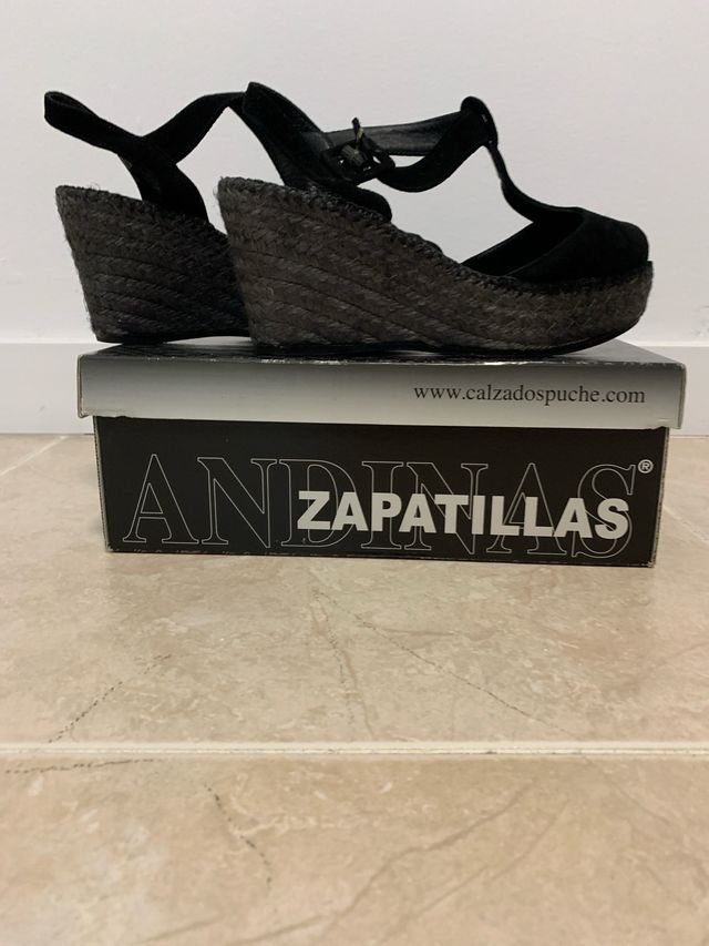 Sandalias cuña ANDINAS ZAPATILLAS negras
