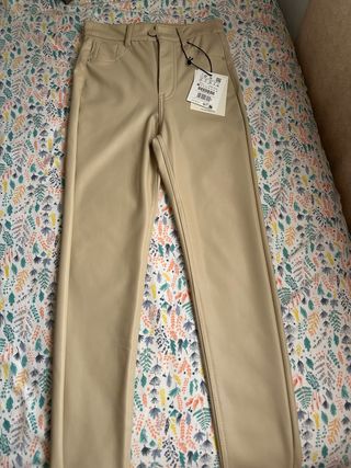 Pantalones cuero beige - Talla 32