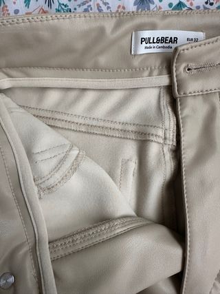 Pantalones cuero beige - Talla 32