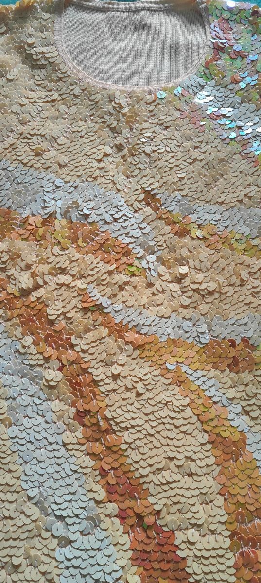 Top lentejuelas beige-dorado