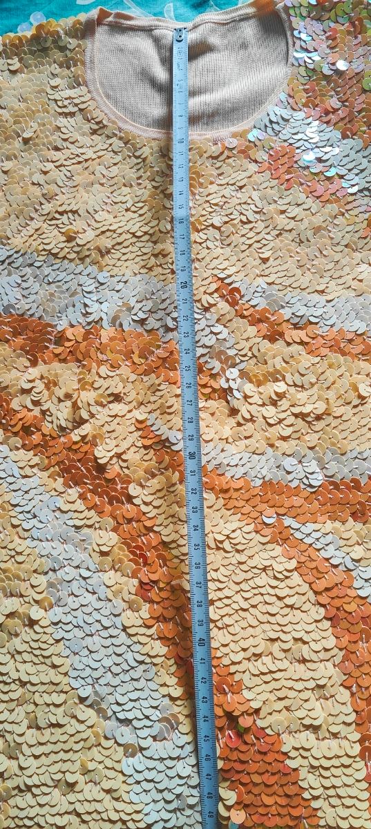 Top lentejuelas beige-dorado