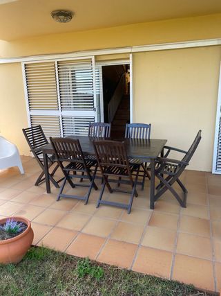 Mesa jardín 6 sillas -madera marrón