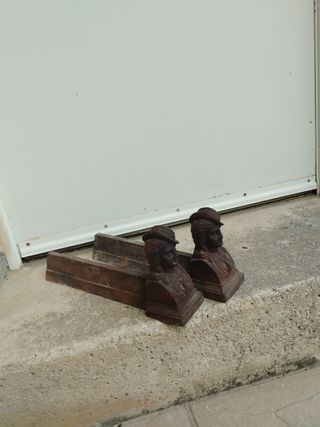 Pareja de morillos chimenea hierro fundición