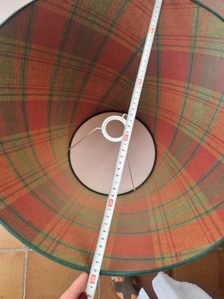 Pantalla lámpara cuadros naranja-verde