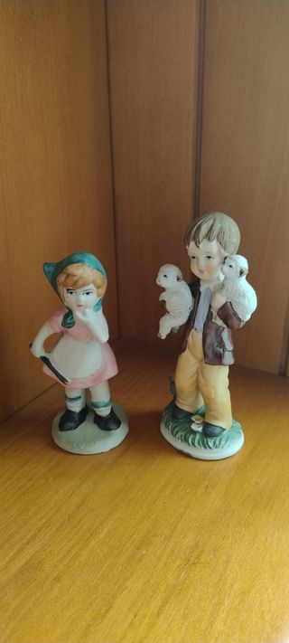 Bambini Pastori Ceramica Vintage Capodimonte - 2 P