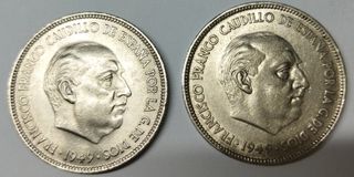 2 Monedas 5 Pesetas Franco 1949