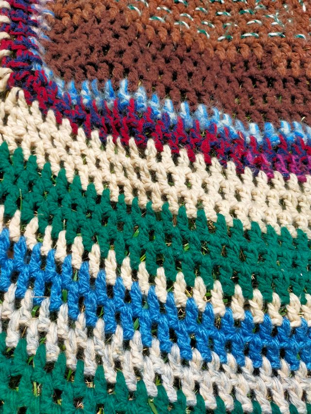 Colcha crochet vintage hecha a mano lana gruesa