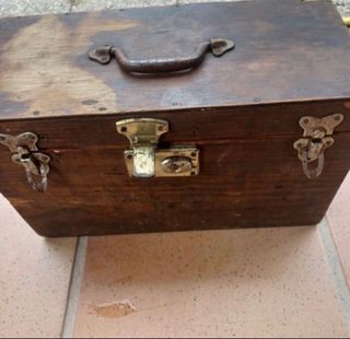 Caja madera Antigua-Antiguo maletin de veterinario