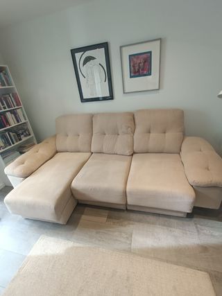 Sofá cama chaise longue beige