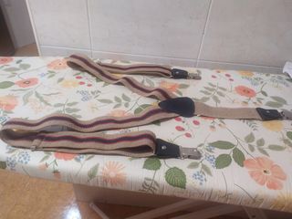 Tirantes elásticos hombre - beige y rojo