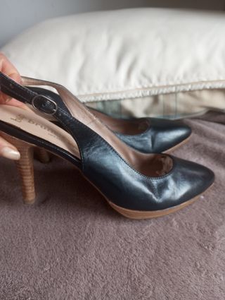 Sandalias tacón Piel Negras Bruno & Paola