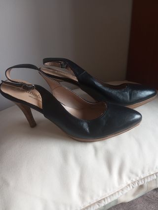Sandalias tacón Piel Negras Bruno & Paola
