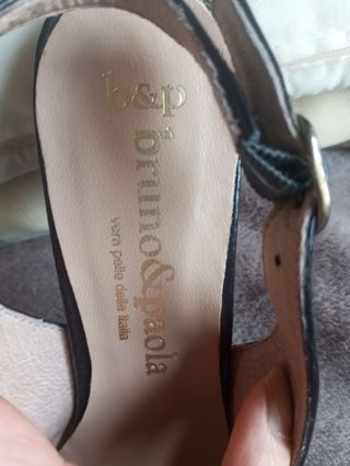 Sandalias tacón Piel Negras Bruno & Paola