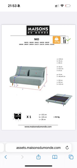 Sofá cama amarillo mostaza - 2 plazas