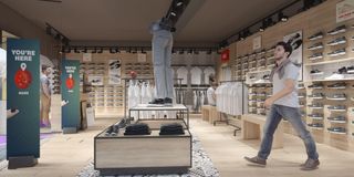 Mobiliario zapatería: estanterías madera-metal