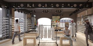 Mobiliario zapatería: estanterías madera-metal