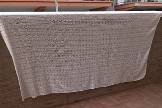 Colcha algodón beige, ganchillo