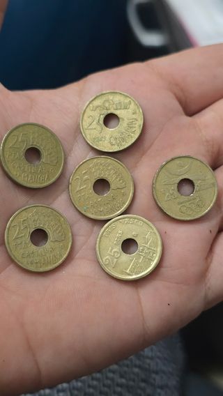 Monedas 25 Pesetas Agujero Lote de 6– Años 90
