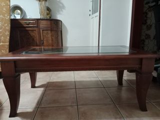 Mesa centro madera-cristal