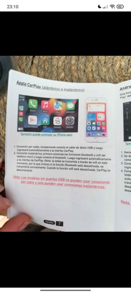 Pantalla Coche 7" CarPlay Android Auto apple nueva