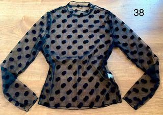 Blusa flamenca negra lunares - Talla 38