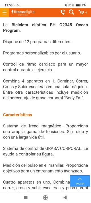 Elíptica BH Fitness Ocean Program