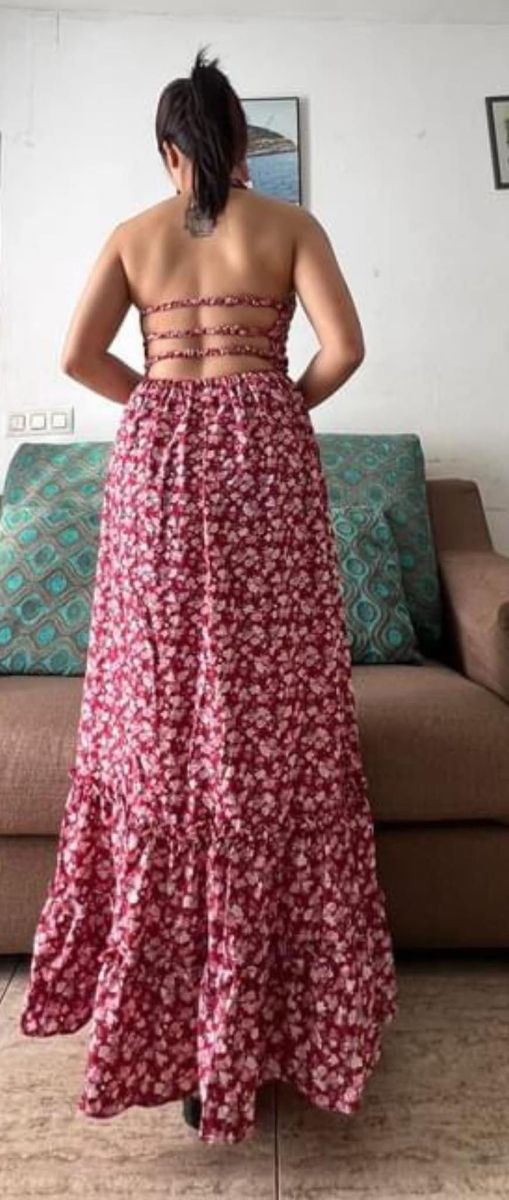 Vestido largo floral rojo