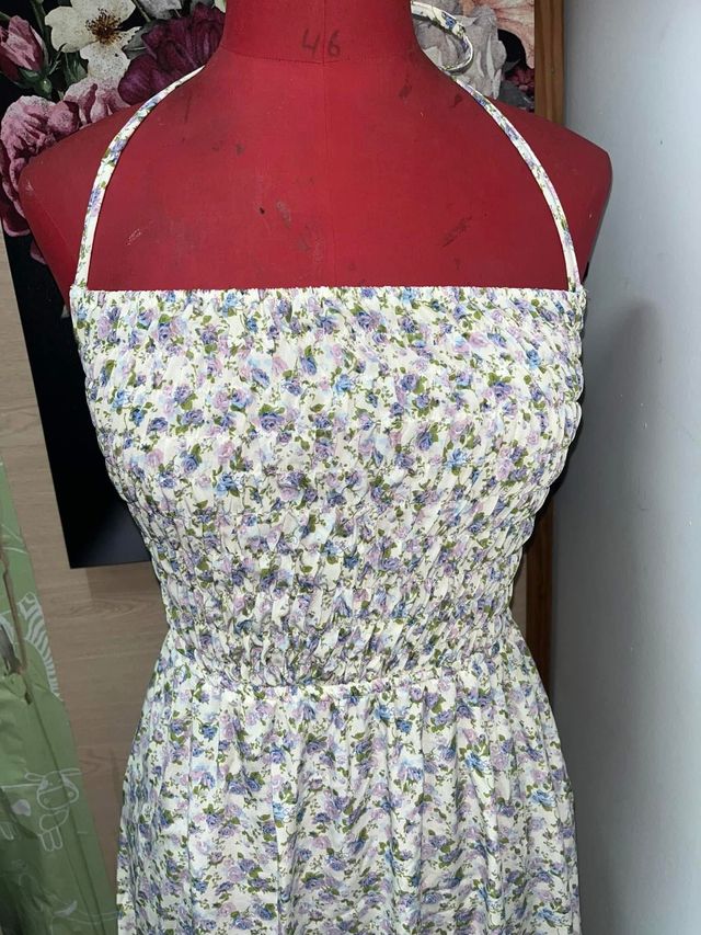 Vestido floral - Blanco y morado